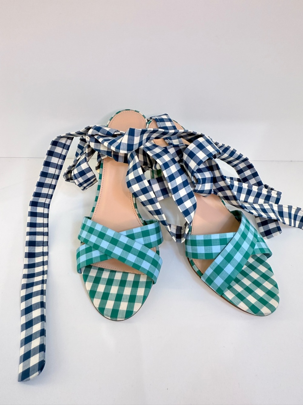 J Crew Mixed Gingham Sandals Sz 9
